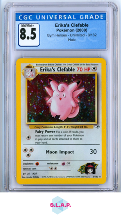 ERIKA'S CLEFABLE POKEMON 3/132 2000 GYM HEROES HOLOFOIL ENGLISH CGC 8.5 - Image 1