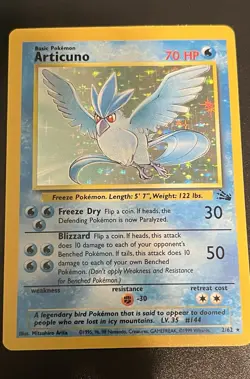Pokemon TCG Articuno Fossil 2/62 Holo Rare 70 HP Basic Unlimited English - LP - Image 1