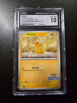 Pikachu - Black Star Promo 214 Illustration Contest 2024 Pokemon CGC Gem Mint 10 - Image 1