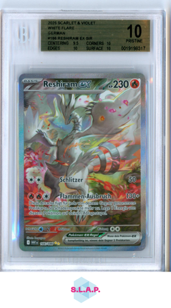 RESHIRAM EX SIR POKEMON 166 2025 WHITE FLARE - ENGLISH BECKETT 10 - Image 1