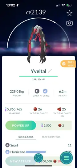 Pokemon Go Legendary Yveltal ( Normal ) ( Reduced) - Image 1