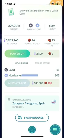 Pokemon Go Legendary Yveltal ( Normal ) ( Reduced) - Image 2