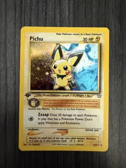 Pokemon 2000 Pichu 1st Edition Neo Genesis Holo Rare Card Swirl - Image 1