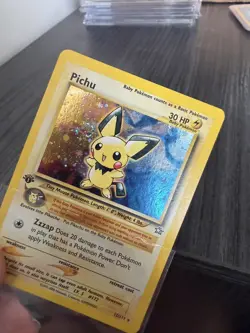 Pokemon 2000 Pichu 1st Edition Neo Genesis Holo Rare Card Swirl - Image 2