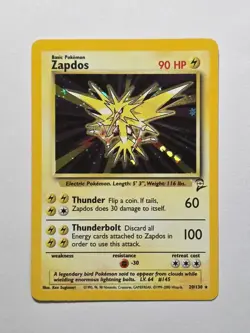 Zapdos 20/130 Base Set 2 Rare Holo Pokemon Card WOTC 2000 - Excellent - Image 1