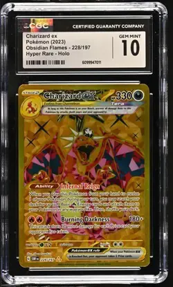 Charizard ex Hyper Rare 228/197 Obsidian Flames CGC 10 GEM MINT Pokemon Card - Image 1