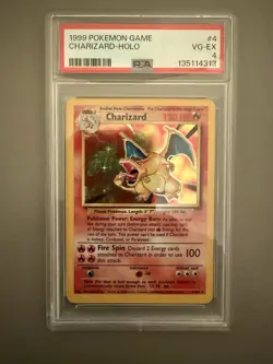 1999 Pokemon TCG Charizard Base Set Holo Rare Card 4/102 PSA 4 - Image 1