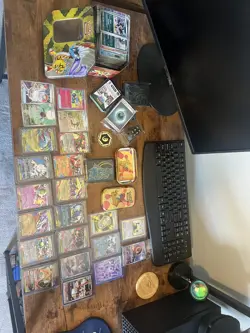 Lot of Pokemon Cards; Over 200+ Base Cards, Holo Cards, EXs, etc. W/Tins - Image 1