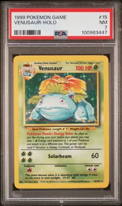 PSA 7 Venusaur #15 Base Set Holo Pokemon Card - Image 1