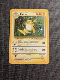 Pokemon TCG Raichu Base Set Holo Rare Card 14/102 Vintage WOTC LP+ - Image 1