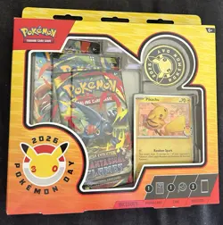 Pokemon Day 2026 Collection Box Pikachu Promo Card Coin Booster Packs English - Image 1