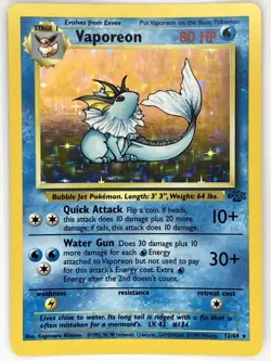 Vaporeon NM 12/64 Unlimited Jungle Pokemon TCG Holo - Image 1