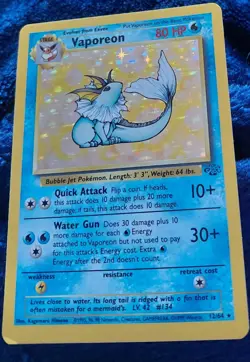 Pokemon Vaporeon Holo Jungle Set Card 12/64 1999 - Image 1