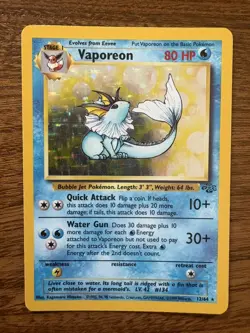 Vaporeon 12/64 Jungle Set Holo Rare Pokemon Card 1999 WOTC TCG Vintage Pokemon - Image 1