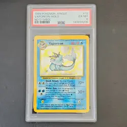 Pokemon Vaporeon Jungle Holo Rare No Symbol PSA 6 #12/64 1999 Nintendo - Image 1