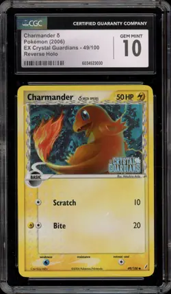 Pokemon Charmander EX Crystal Guardians Reverse Holo #49 CGC 10 Gem Mint - Image 1