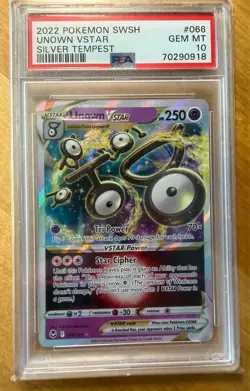 PSA 10 Gem Mint 2022 Pokemon SWSH Unown Vstar Silver Tempest #066 - Image 1