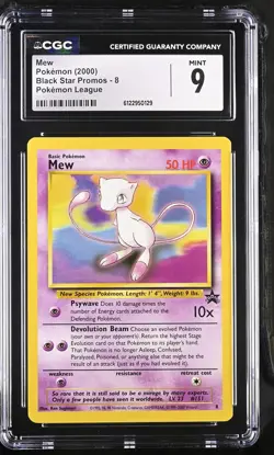 CGC 9 MINT Mew 2000 Black Star Promos 8 Pokemon League Pokemon Card - Image 1