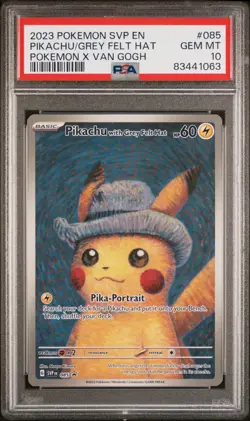 Pokemon Pikachu with Grey Felt Hat Van Gogh PSA 10 English - Image 1