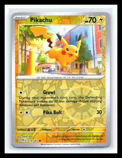 💥 Pikachu 018/091 - Paldean Fates Common Pokemon TCG Reverse Holo - Image 1