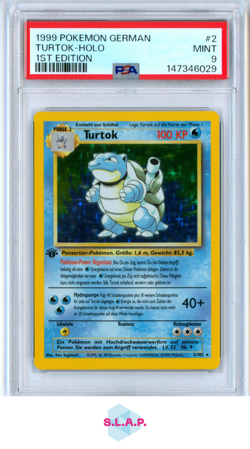 TURTOK-HOLO 1ST EDITION POKEMON GERMAN 1999 2 PSA 9 - Image 1