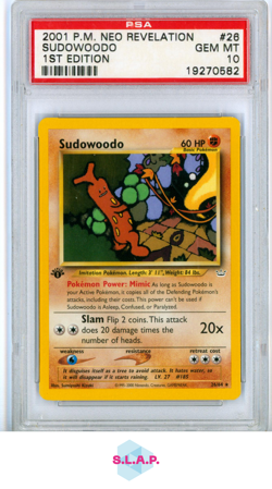 SUDOWOODO 1ST EDITION POKEMON NEO REVELATION 2001 26 PSA 10 - Image 1