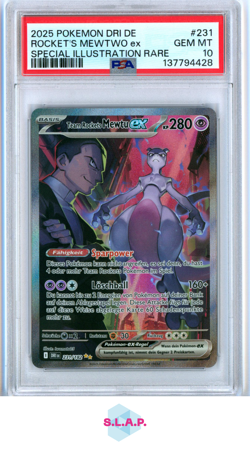 ROCKET'S MEWTWO EX SPEC ILL RARE POKEMON GER DRI DESTINED RIVALS 2025 231 PSA 10 - Image 1