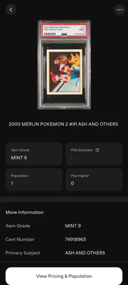 PSA 9 2000 MERLIN SERIES 2 POKEMON 2 ASH AND OTHERS #91 Misty Brock - Image 2
