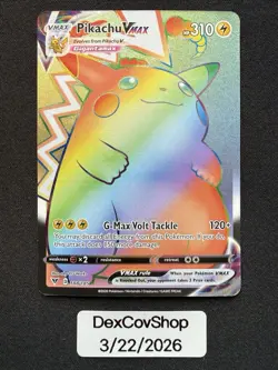 Pikachu VMAX Secret Rare 188/185 Vivid Voltage Holo Full Art Pokemon Card - Image 1