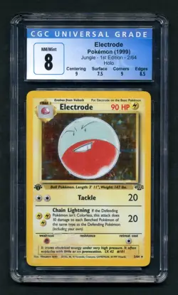 CGC 8 Electrode 1999 Jungle 1st Edition 2/64 Holo Pokemon Card - Image 1
