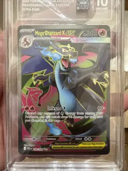 2025 Pokemon Phantasmal Flames MEGA CHARIZARD X EX Holo Rare Card 109/94 TAG 10 - Image 3