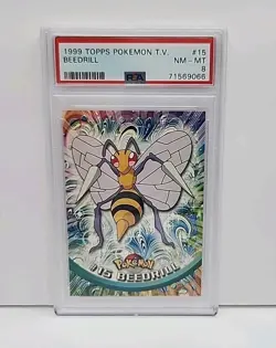 PSA 8 Beedrill #15 Topps T.V. 1999 Pokemon Card Graded Near Mint - Image 1