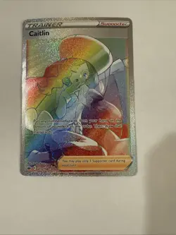 Caitlin 213/198 SWSH Chilling Reign Rainbow Secret Rare Card Near Mint Condition - Image 3