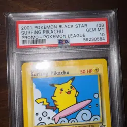 Pokemon 2001 League Black Star Surfing Pikachu Promo Card #28 PSA10 - Image 4