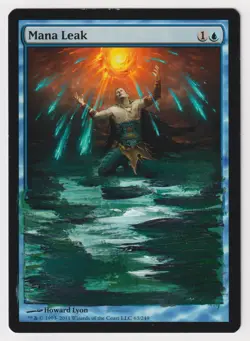 Altered Mana Leak MP M12 Magic 2012 WOTC MTG Hand Painted Unique Full Art Blue! - Image 1