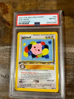 Pokemon 2001 Neo Discovery 1ST Edition IGGLYBUFF #40 PSA 8 RARE - Image 1