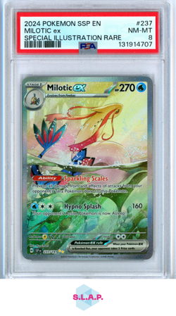 MILOTIC EX POKEMON TCG 237/191 2024SURGING SPARKS SPECI4L ILL RARE HOLO EN PSA 8 - Image 1