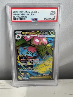 2025 POKEMON MEGA EVOLUTION #155/132 VENUSAUR EX FULL ART ULTRA RARE PSA 9 - Image 1