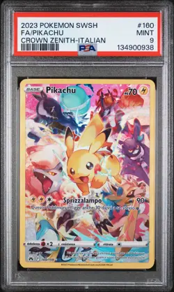 Pokemon PSA 9 Pikachu #160 Full Art Zenit Regale 2023 Italiano - Image 2