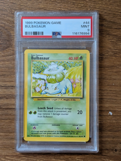 1999 Pokemon Game Base PSA 9 Bulbasaur #44 WOTC UNLIMITED FRESH GRADE SLAB MINT - Image 1