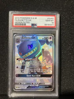 2019 POKEMON SUN & MOON HIDDEN FATES #SV61 FULL ART/BANETTE GX PSA 10 - Image 1