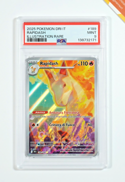 Pokemon PSA 9 Rapidash #189 DRI IT Illustration Rare 2025 Italiano - Image 1