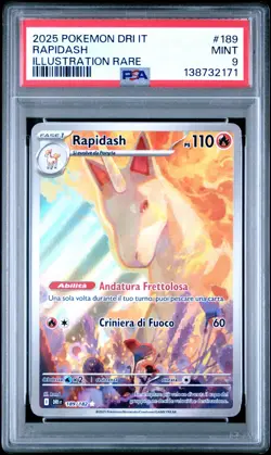Pokemon PSA 9 Rapidash #189 DRI IT Illustration Rare 2025 Italiano - Image 2