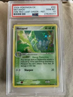 2004 POKEMON EX FIRE RED & LEAF GREEN #39 METAPOD-REVERSE FOIL PSA 10 - Image 1