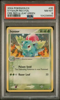 2004 POKEMON EX FIRE RED & LEAF GREEN #35 IVYSAUR REV FOIL REVERSE HOLO PSA 8 - Image 1