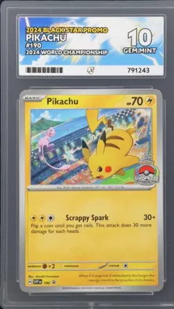 Pokemon TCG - Pikachu SVP 190 World Championship 2024 Black Star Promo - ACE 10 - Image 1