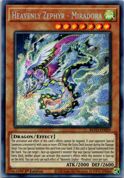 Heavenly Zephyr-Miradora - BLVO-EN029 - Secret Rare 1st Ed Yugioh - LP - Image 1