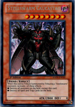 Yu Gi Oh Steelswarm Caucastag HA05-EN050 Secret Rare 1st Ed - Image 1