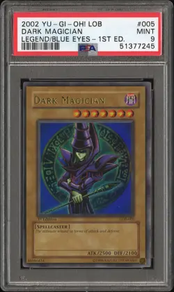 Yu‑Gi‑Oh! Dark Magician LOB-005 NA 1st Edition PSA 9 (BGS) Glossy Yugioh - Image 1