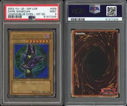 Yu‑Gi‑Oh! Dark Magician LOB-005 NA 1st Edition PSA 9 (BGS) Glossy Yugioh - Image 3